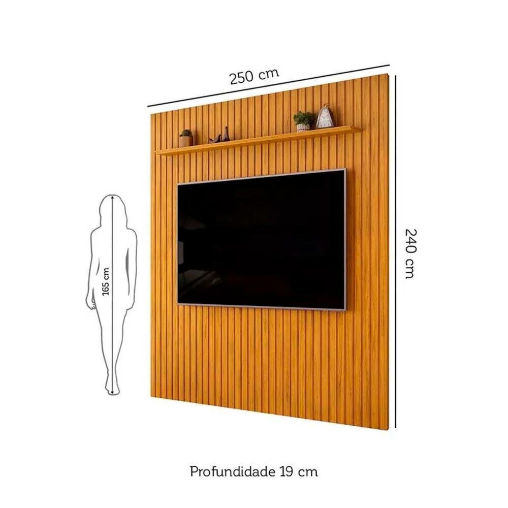 Painel Ripado Trento 250x240cm em Mdf Cedro