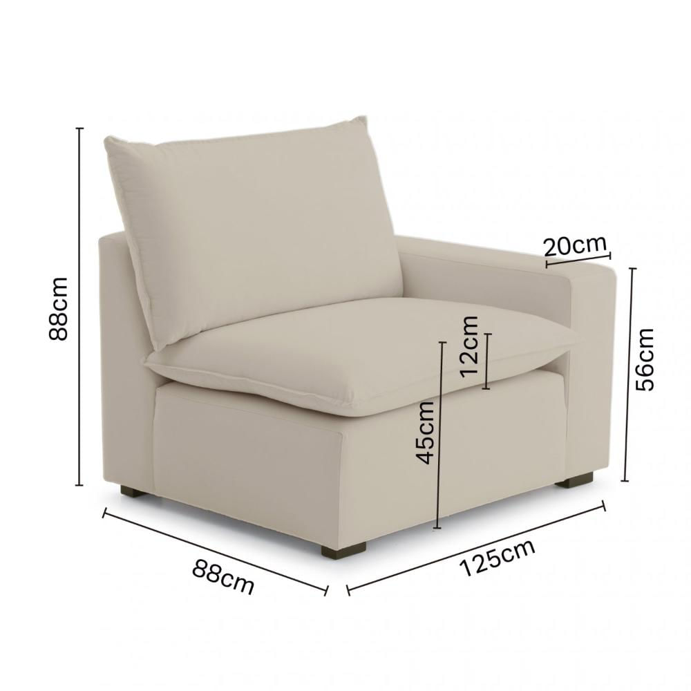 Módulo Braço Esquerdo para Sofá Modular Hug 125cm CabeCasa MadeiraMadeira Bege
