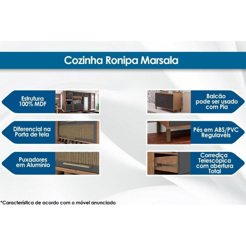 Miniatura Paneleiro De Cozinha Modulado Marsala C/ 2 Portas Castanho/chumbo - Ronipa
