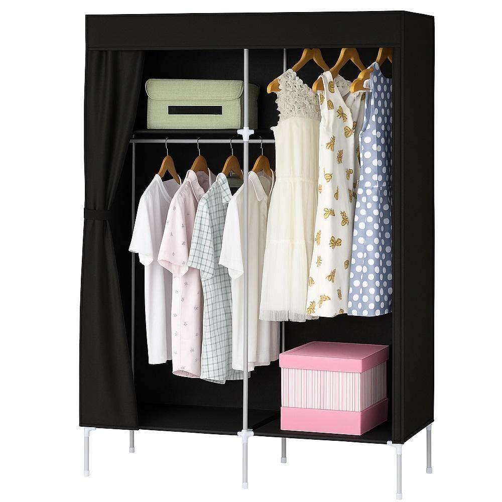Miniatura Guarda Roupa Portatil Cabideiro Prateleira Mini Sapateira Organizador Caixas Camping Armario Preto