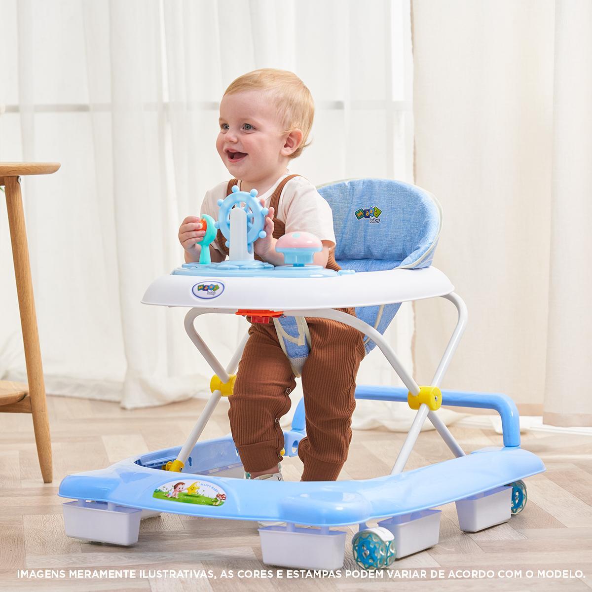 Andador Infantil Maxi Baby - 4 Rodas, 4 Freios - Azul
