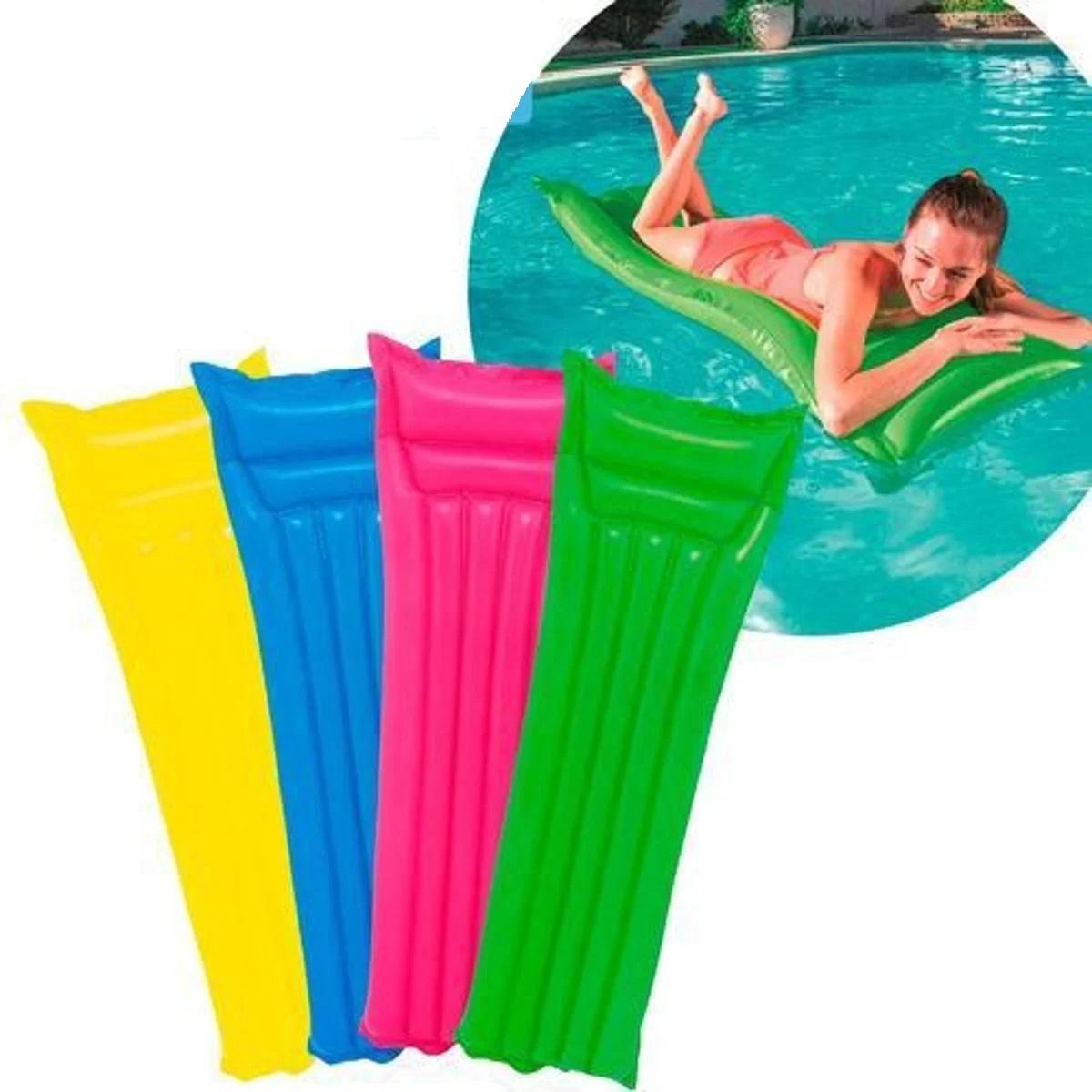 Miniatura Colchão Boia Inflável para Piscina Verão Colorido 183x69cm