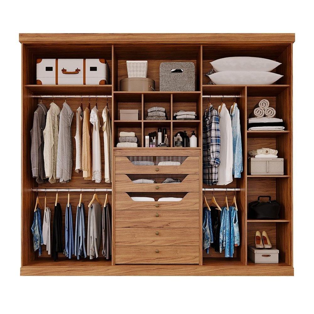 Miniatura Guarda-roupa Casal 267,60cm 6 Portas com Espelho 100% Mdf Linhares Espresso Móveis Cinamomo/Off White