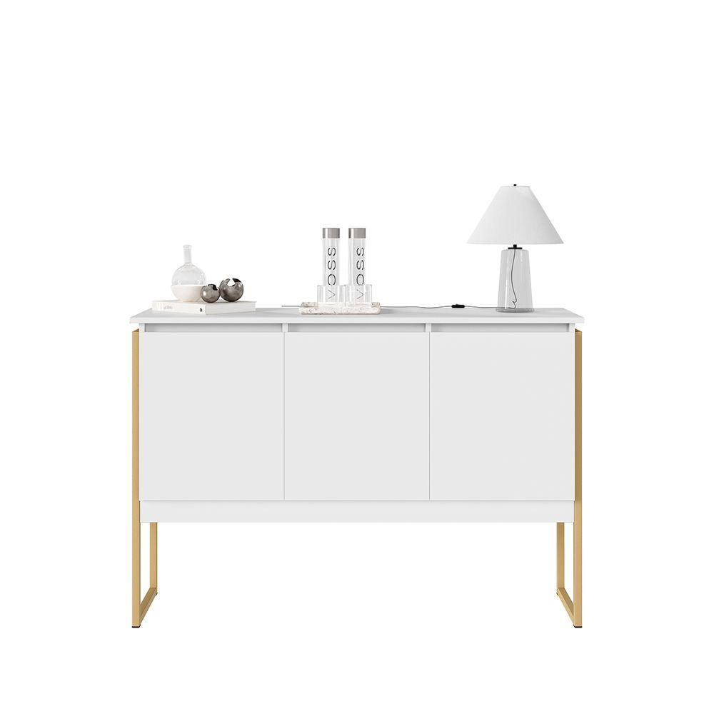 Miniatura Buffet Classico Com 3 Portas Veneza Branco Dourado