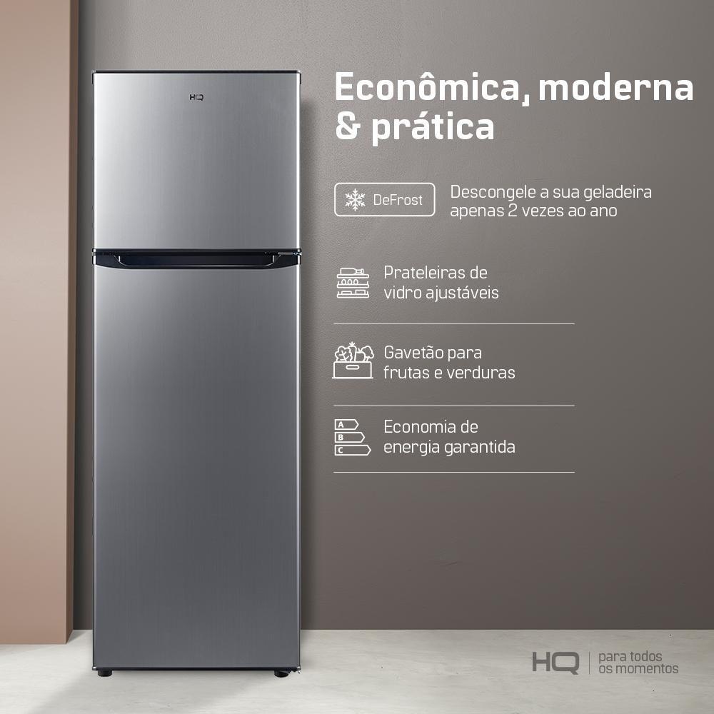 Miniatura Geladeira Refrigerador HQ Defrost 310 Litros Preto/inox HQ-310RDF 110V