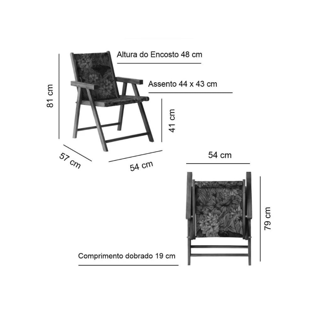 Miniatura Kit 2 Cadeiras Praia Dobrável em Madeira Maciça Envernizada com Tecido Listras Azuis