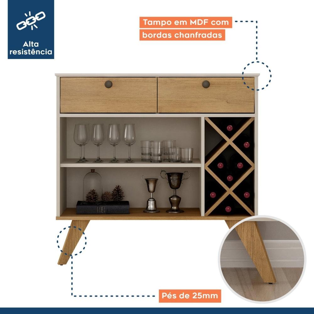 Buffet Aparador 2 Gavetas Alice Valdemóveis Off White/Cinamomo