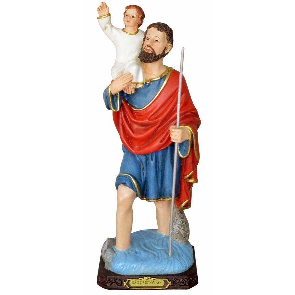 Miniatura Santo Imagem São Cristóvão Padroeiro Dos Caminhoneiros 30,5cm