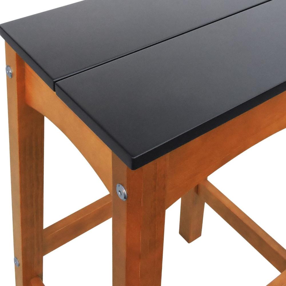 Miniatura Banco Alto Áustria Madeira Maciça Assento Mdf Laqueado Amêndoa/Preto