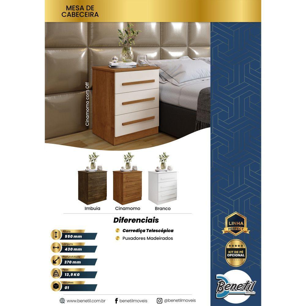 Mesa De Cabeceira Perça 3 Gavetas - Benetil Imbuia