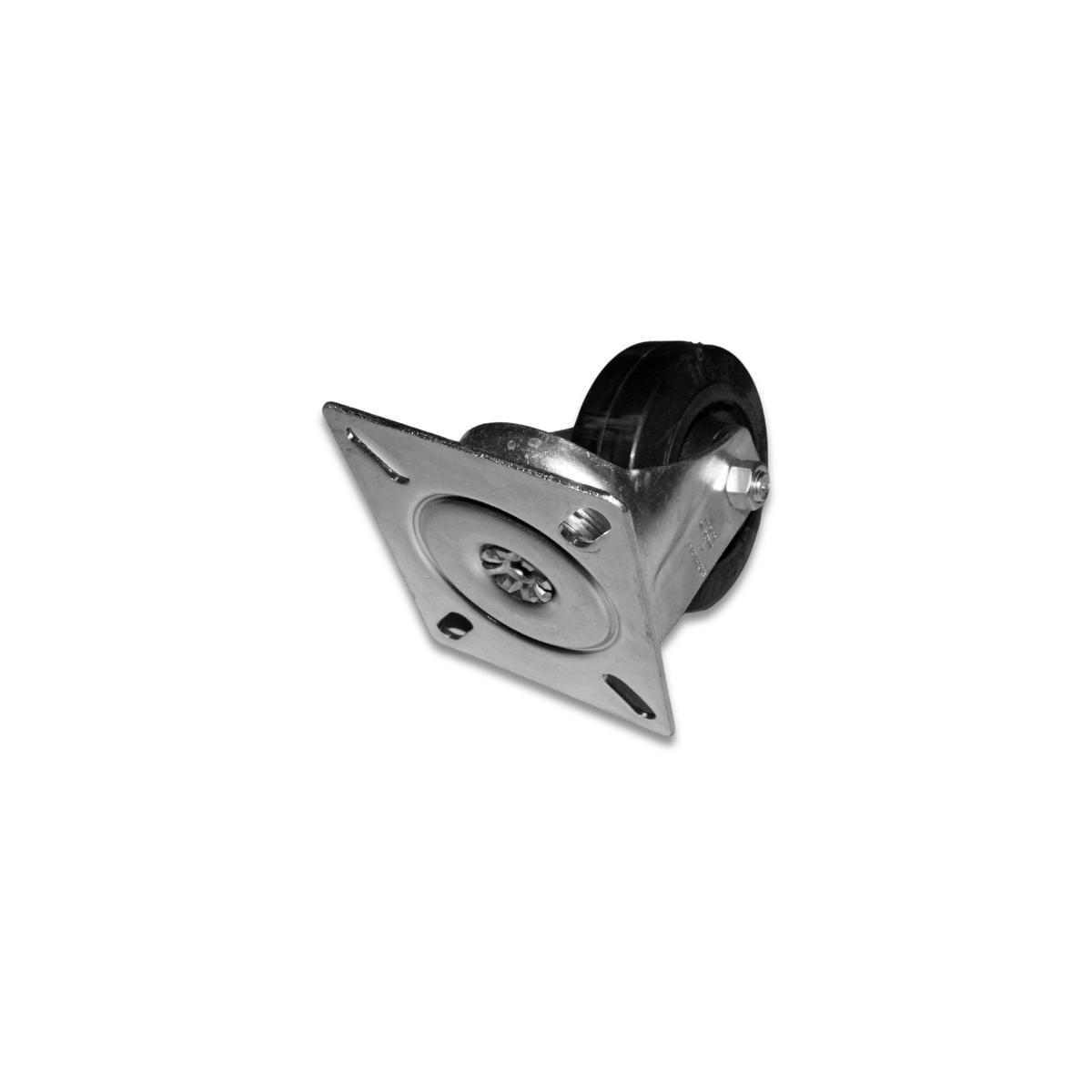 Miniatura Roda 100Mm Ferro Com Borracha 4 Pol Com Placa Giratória