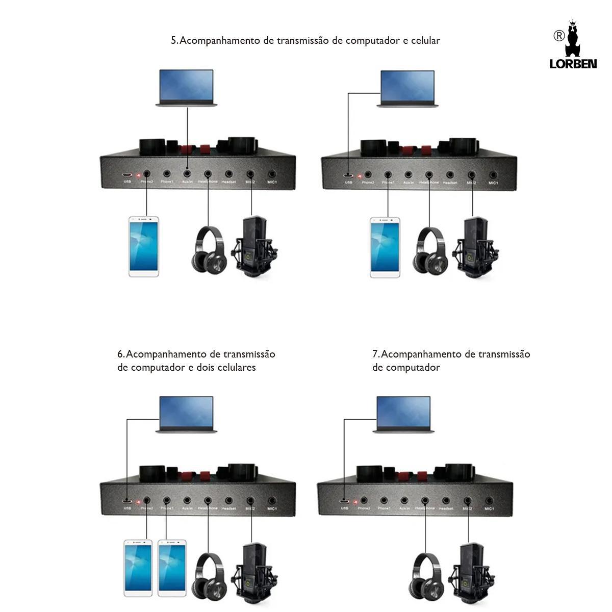 Mini Placa Mixadora Gravadora De Som V8X Pro Live Sound 15