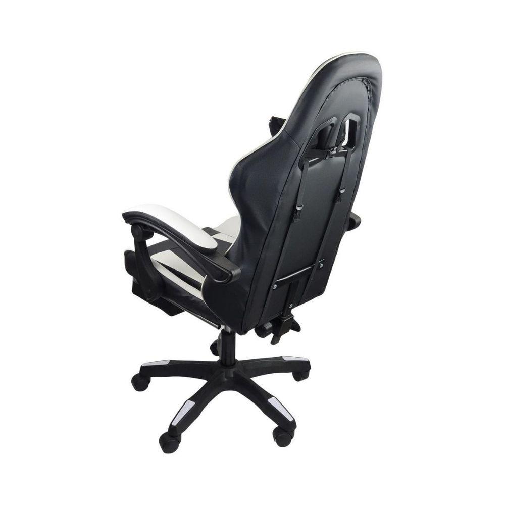 Miniatura Cadeira Gamer Stillus Ergonômica Com Apoio Para Os Pés Preto E Branco