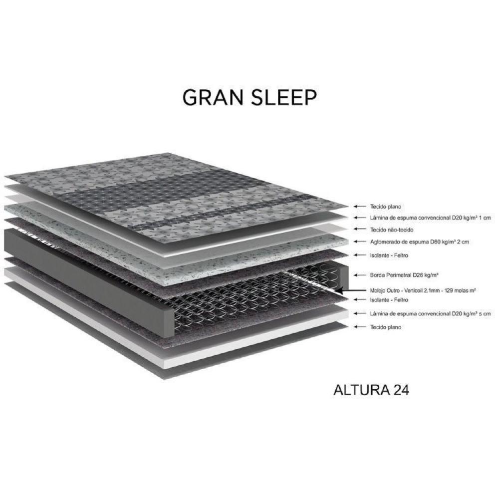 Bicama Box Solteiro King com Colchão Gran Sleep Ecoflex Molas Verticoil Suede 96x203cm Marrom
