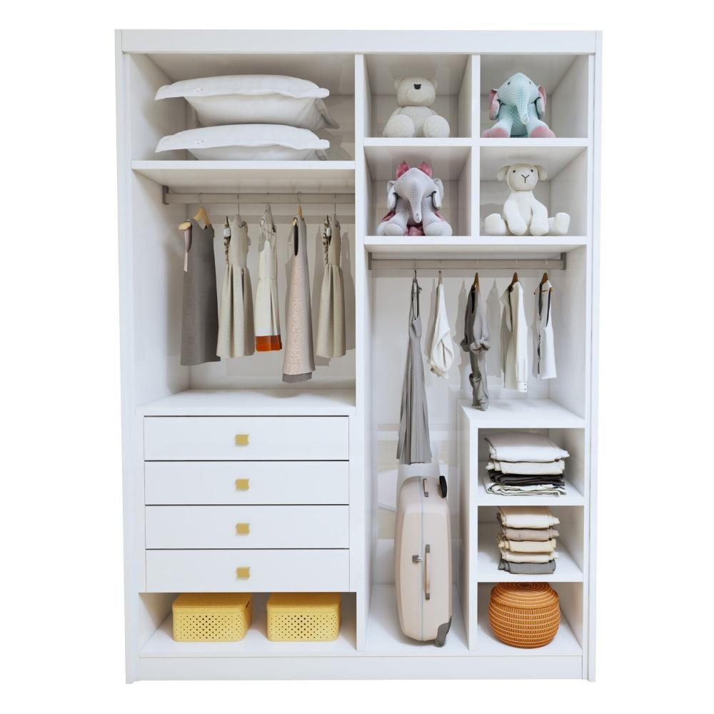 Quarto Infantil Completo Closet Eloá e Cama Irlanda Branco