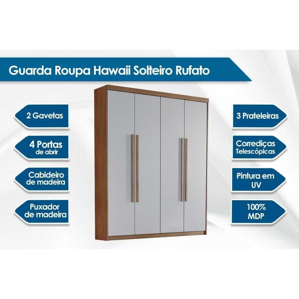 Guarda Roupa 4 Portas E 2 Gavetas Naturale-off White - Rufato