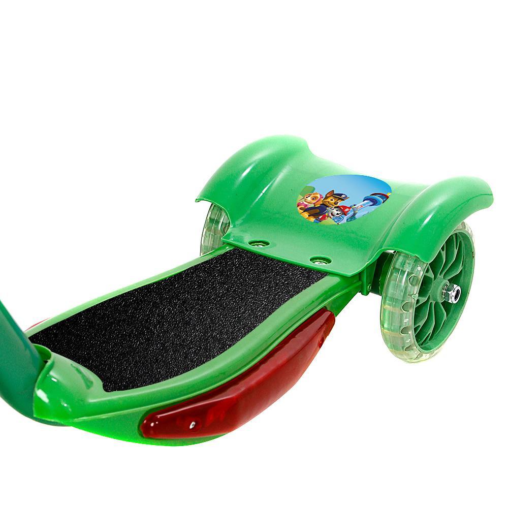 Patinete Infantil Patrulha Canina Verde 3 Rodas Ajustável