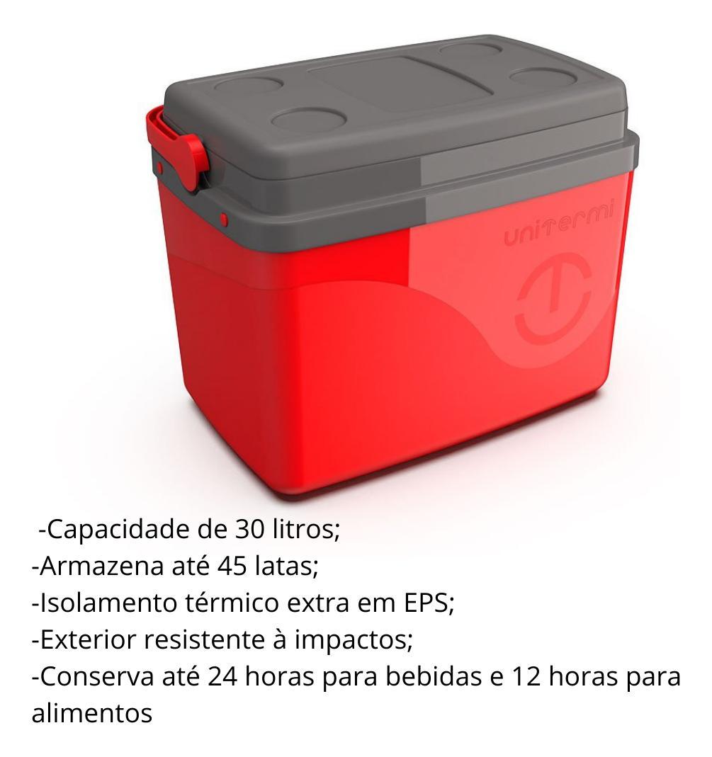 Miniatura Caixa Térmica Cooler Com Alça 30 Litros 45 Latas Vermelha