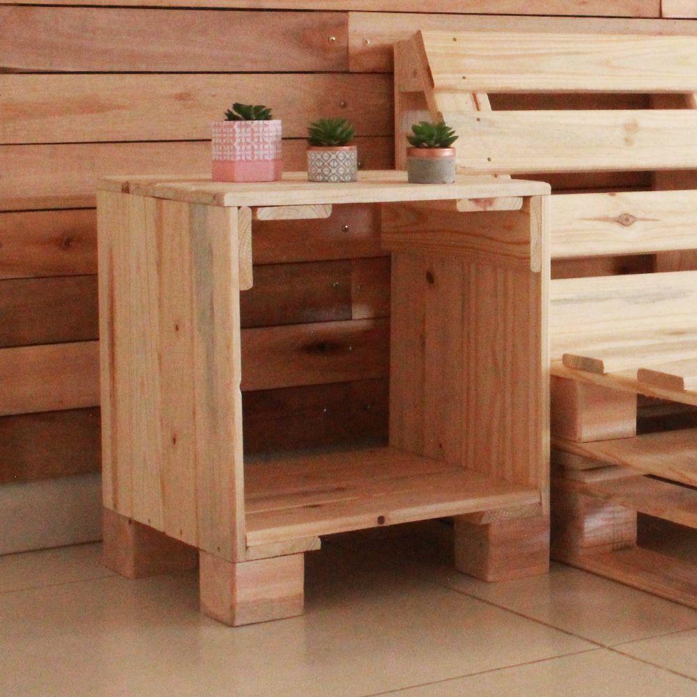 Miniatura Conjunto 2 Mesa Cabeceira Rústico Em Palete Marrom