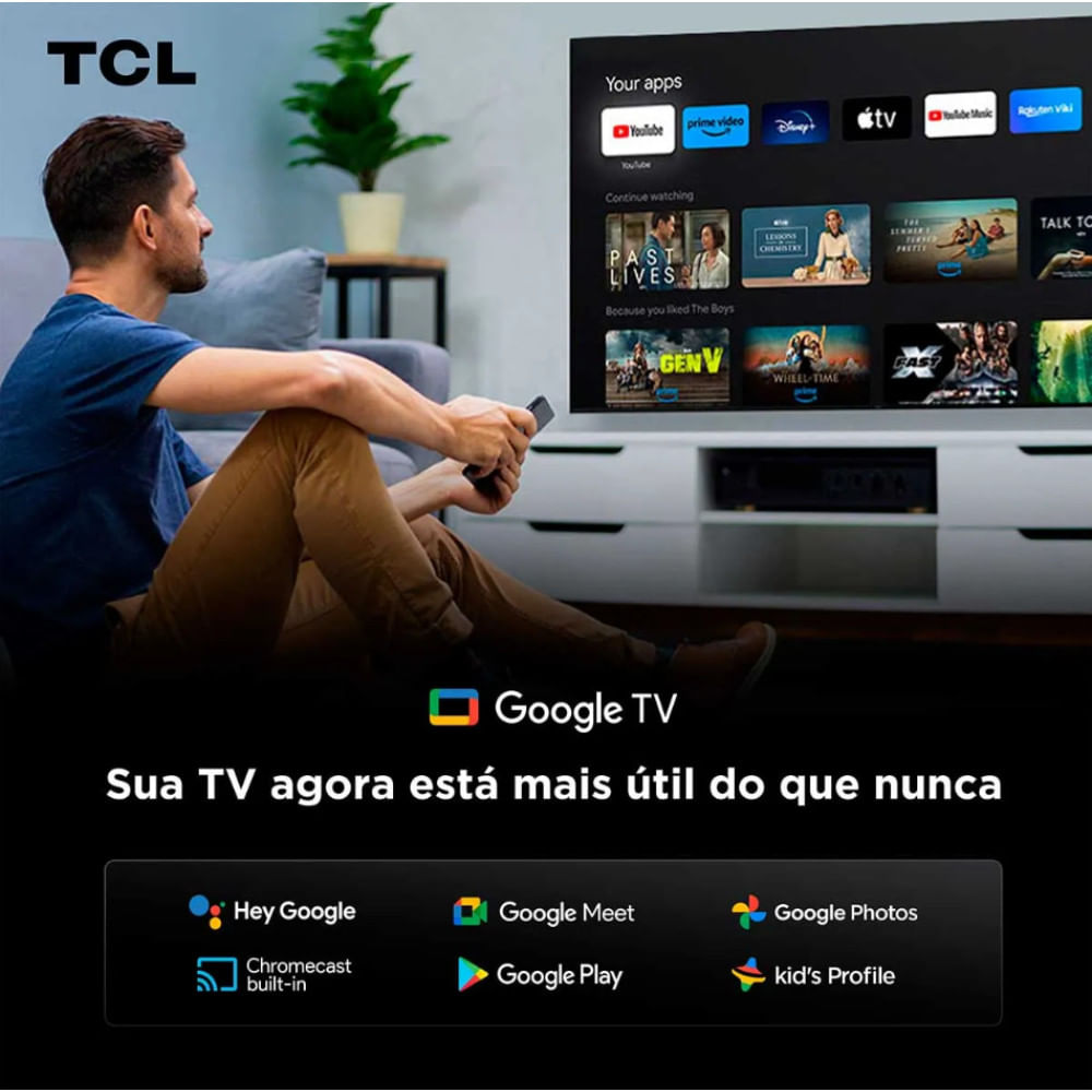 Smart TV TCL 85 Polegadas 85P7K 4K UHD QLED Google Tv Preto - Bivolt