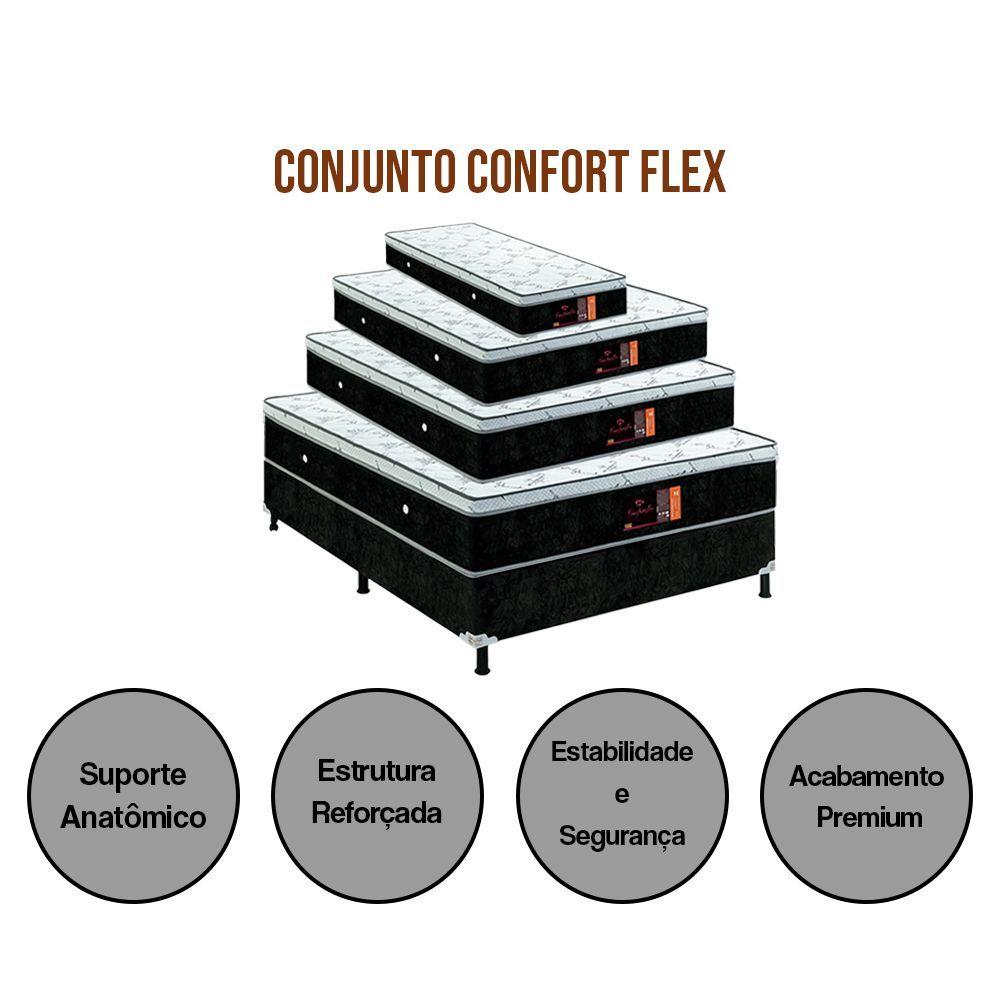 Miniatura Base Box E Colchao Casal Confort Flex Molas Ensacadas 1,88x1,38x0,67 Branco - Preto