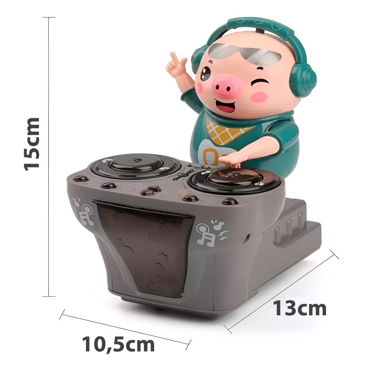 Miniatura Dj Porquinho Dançante Luz Som Brinquedo Robô Criança
