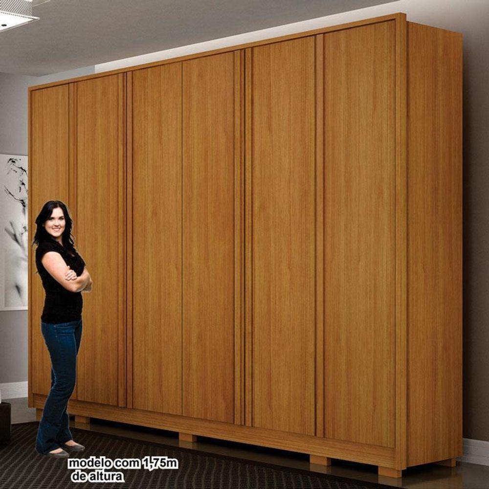 Guarda Roupa Casal Ares 6 Portas Cinamomo Com Cômoda Rubi 4 Gavetas Cinamomo Off-white - Leifer
