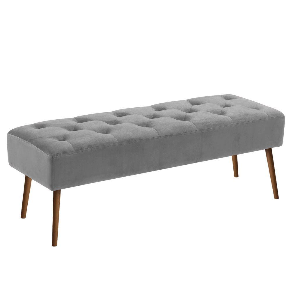 Miniatura Banco Estofado Rubi 1,20m Linho Cinza - Clique Decorações