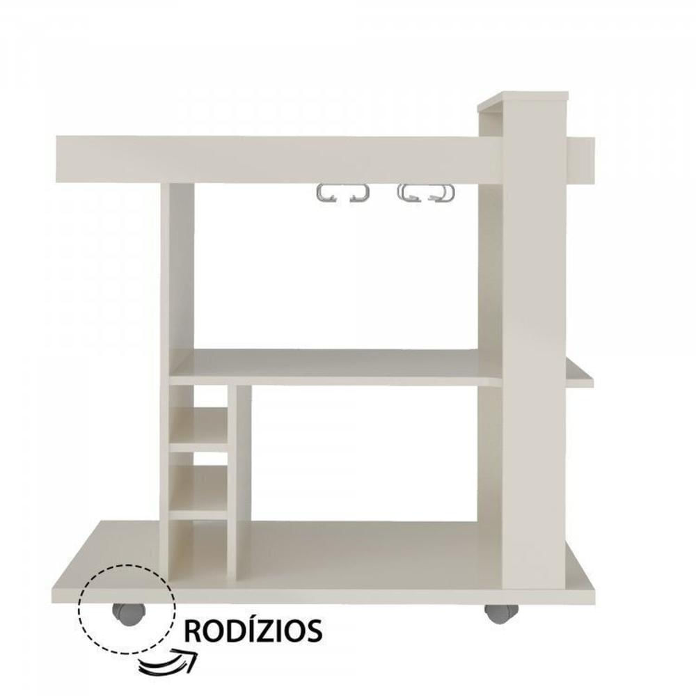 Kit para sala de estar Rack e Bar e Mesa de Centro Ipanema Cinamomo/Off White