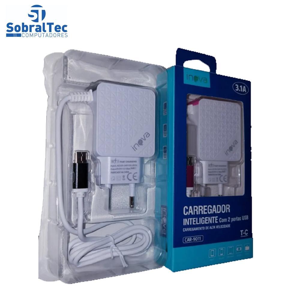 Miniatura Carregador Inteligente Com 2 Portas Usb Inova 3.1A- Car-9011