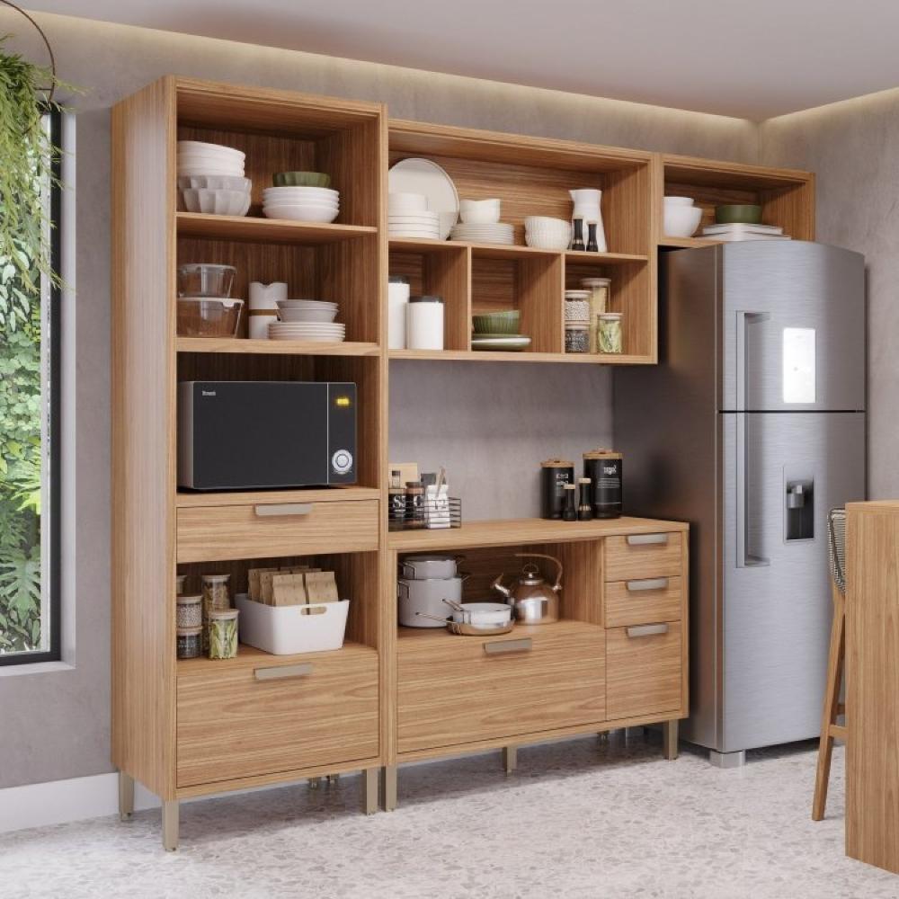 Cozinha Modulada Compacta 4 peças 1 Nicho para Forno ou Micro-ondas Helen Yescasa Freijó/Titanium