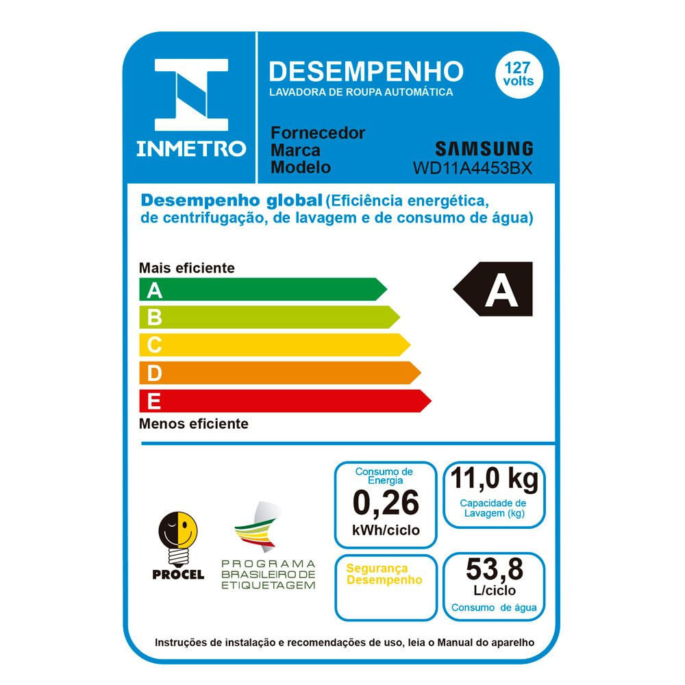 Lava e Seca Samsung Ecobubble 11 Kg Smart Check WD11A Inox Look - 110V