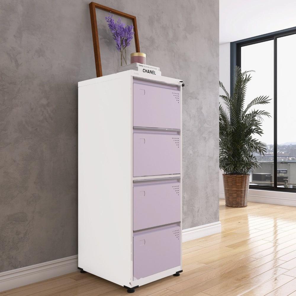 Miniatura Gaveteiro Arquivo para Escritório em Aço 4 Gavetas Banco /Lilas