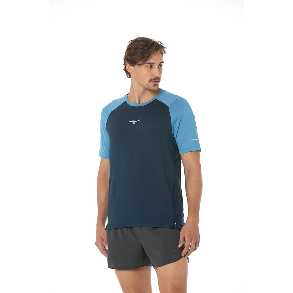 Miniatura Camiseta de Corrida Masculino Mizuno High 2 G Azul