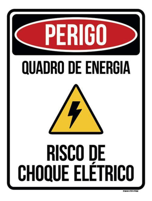 Miniatura Kit 3 Placa Perigo Quadro Energia Choque Elétrico 36X46