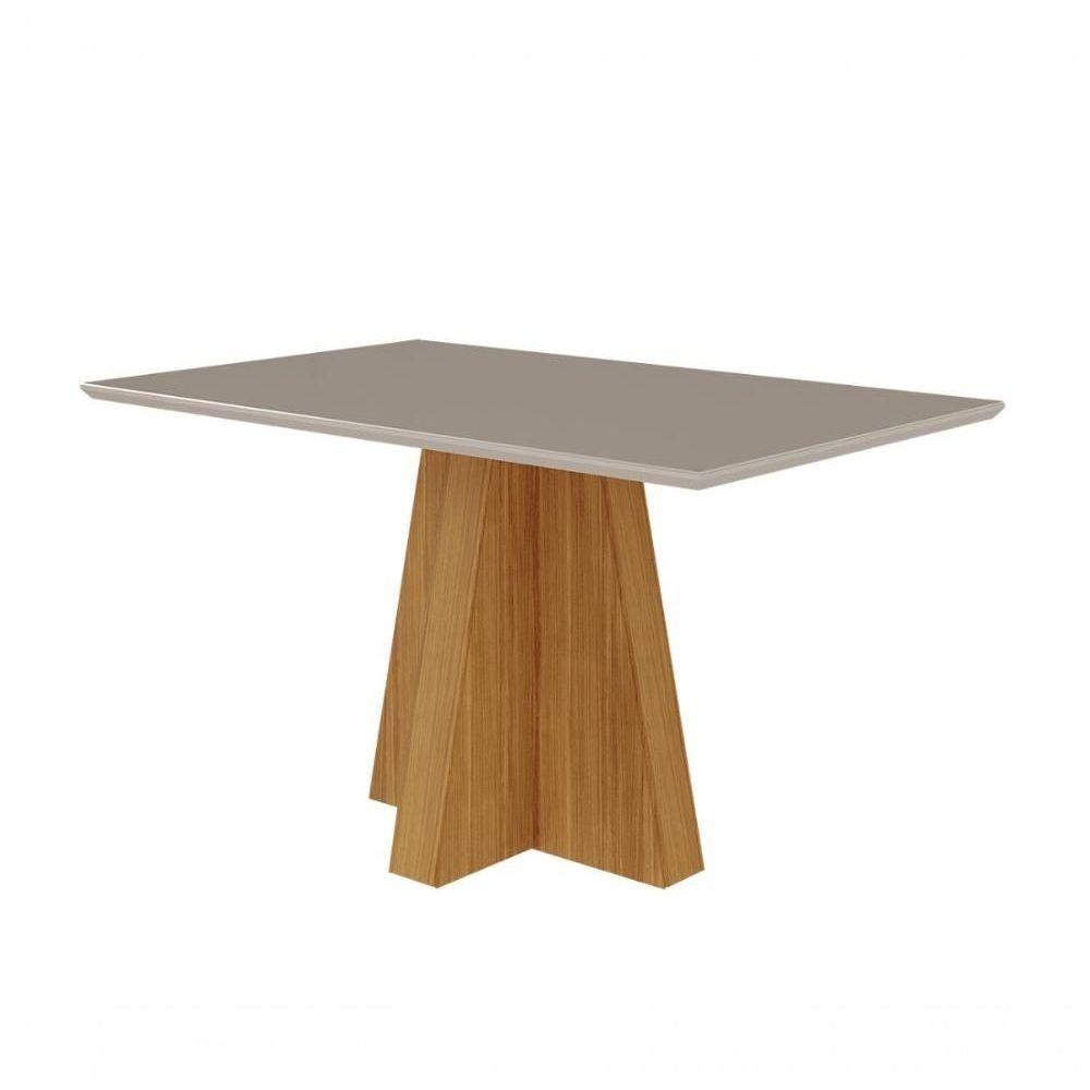 Miniatura Conjunto Sala De Jantar 130x80 Tampo Mdf/vidro 4 Cadeiras Tais Cimol Nature/offwhite/chocolate