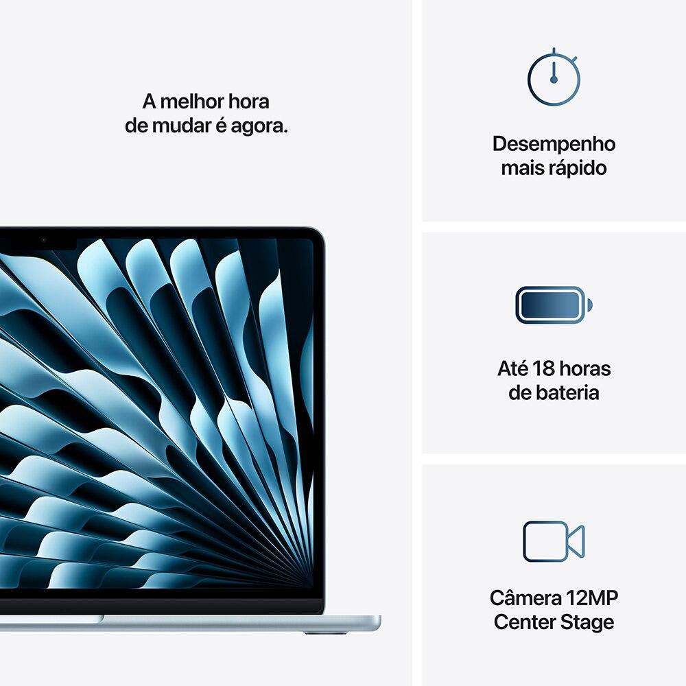 Miniatura Apple Macbook Air 13", M4, com CPU de 10 núcleos, GPU de 8 núcleos, 16GB RAM, 256GB SSD - Azul