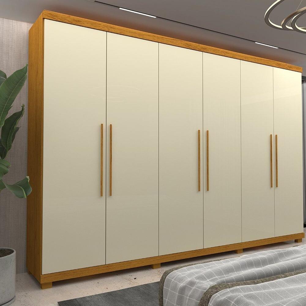 Miniatura Guarda-Roupa Casal 6 Portas Absolut New 100% MDF Naturale/Off White