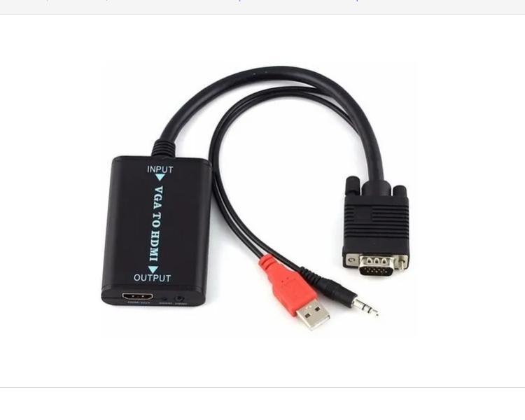 Miniatura Adaptador Vga Para Hdmi Com Audio P2 Cabo Conversor