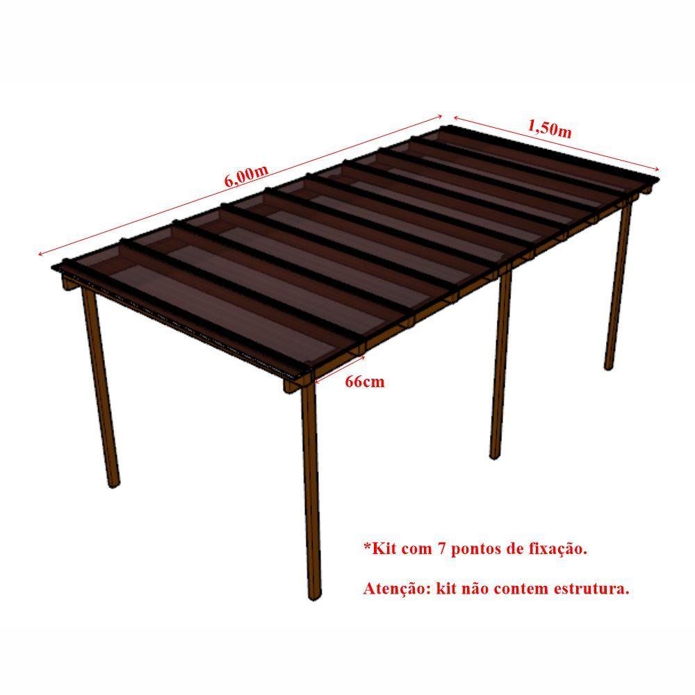 Miniatura Kit Policarbonato Bronze 6mm 6,00m X 1,50m - Perfis Naturais