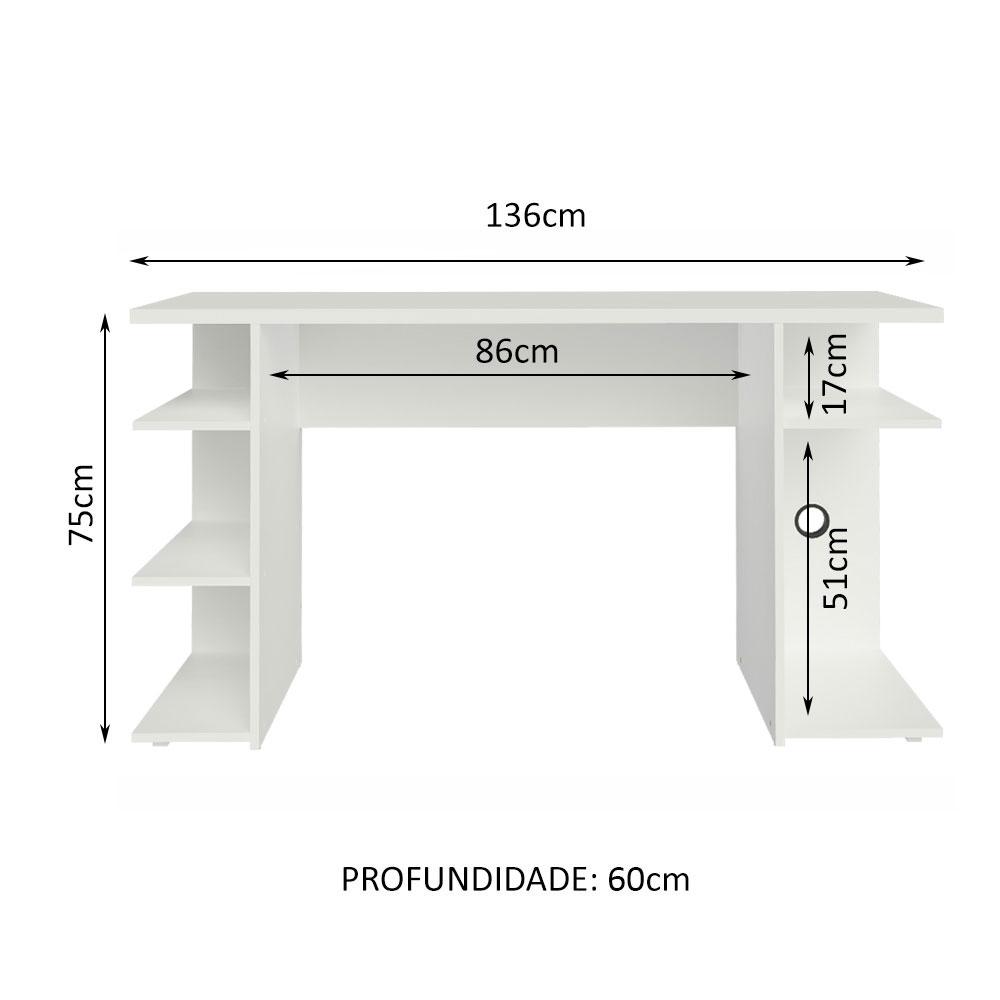 Miniatura Escrivaninha Mesa para Computador Office 9409 Madesa - Branco Branco
