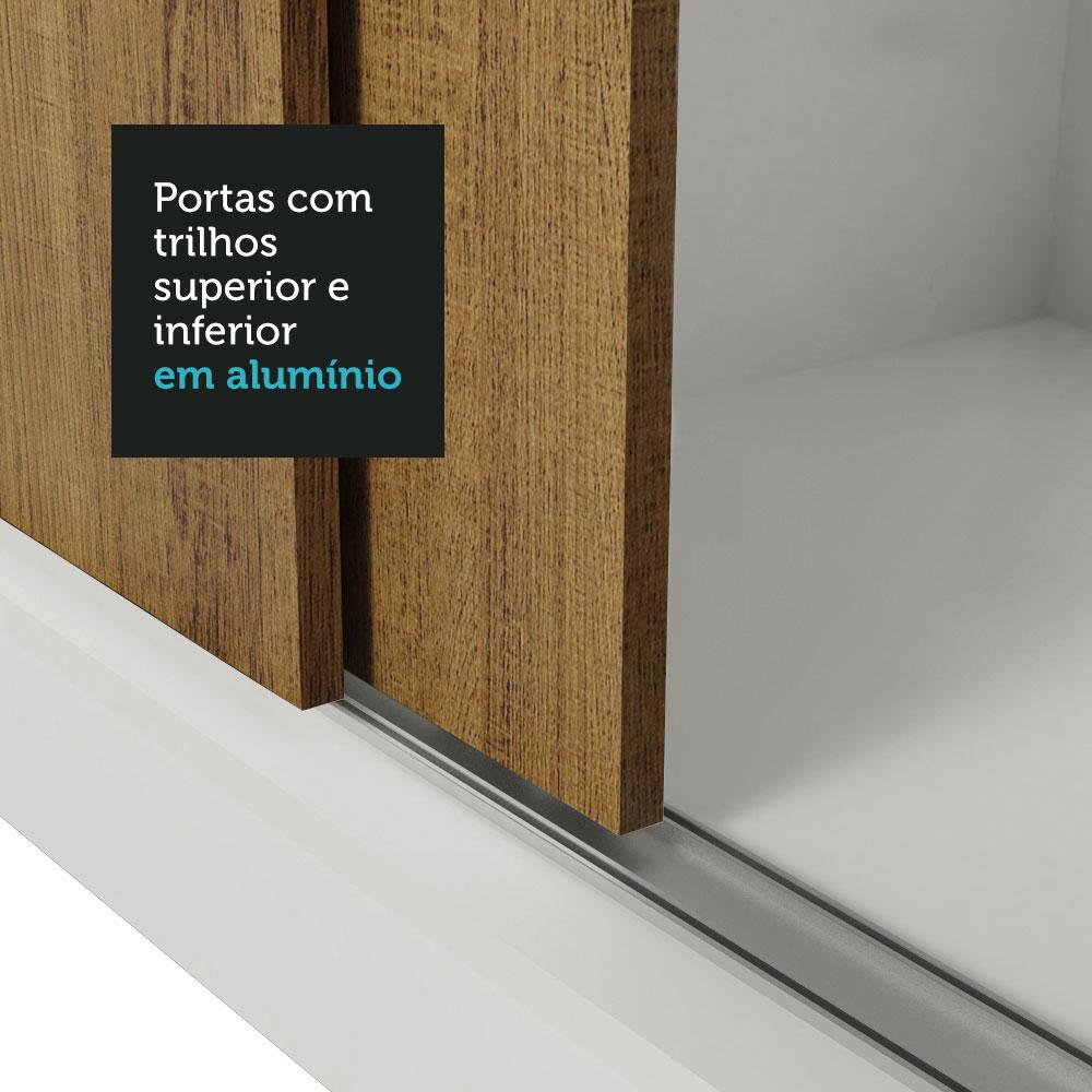 Miniatura Guarda Roupa Casal Madesa Mônaco 3 Portas de Correr com Espelhos Branco/Rustic