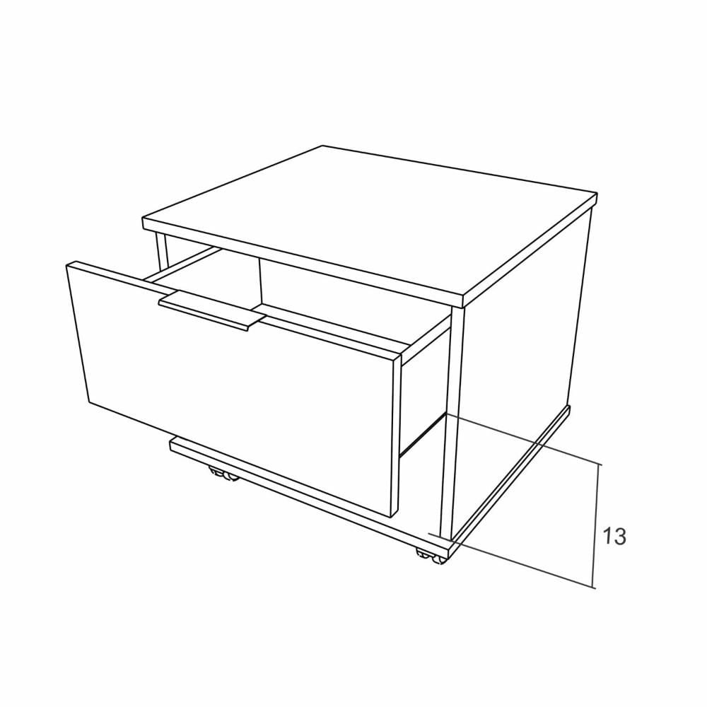 Miniatura Gabinete para Banheiro com Rodízios 45cm 1 Gaveta 1 Nicho Etta Estilare Preto/Amadeirado