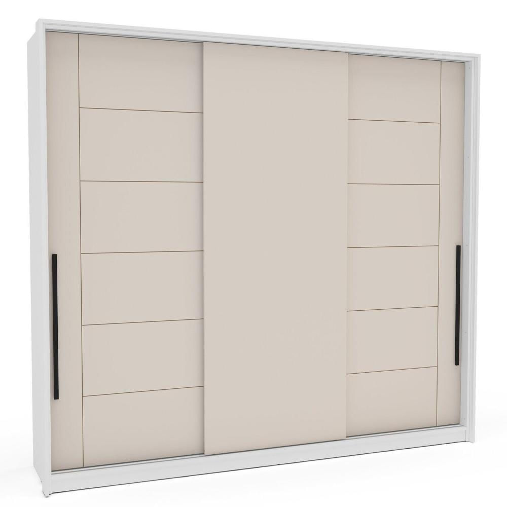 Miniatura Guarda Roupa 3 Portas de Correr 4 Gavetas Lisboa Branco/Creme