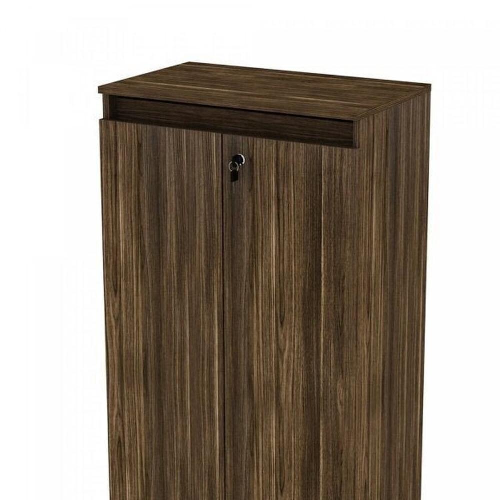 Kit 2 Peças Armário Escritório com 2 Portas com Chave, Balcão para Escritório com Chave e 2 Portas Nogal