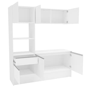 Miniatura Cozinha Compacta Politorno Mov Evora MDP com 6 portas, 1 Gaveta e 1 Prateleira - 182cm de largura Branco