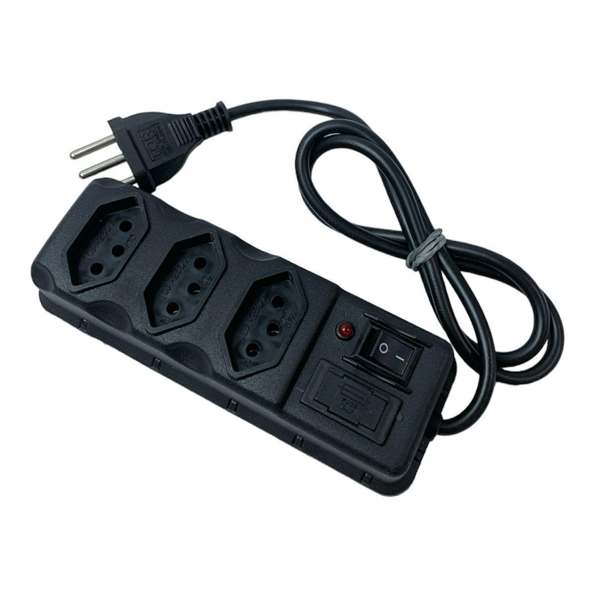 Miniatura Filtro De Linha Extensão Cabo 85Cm 3 Tomadas