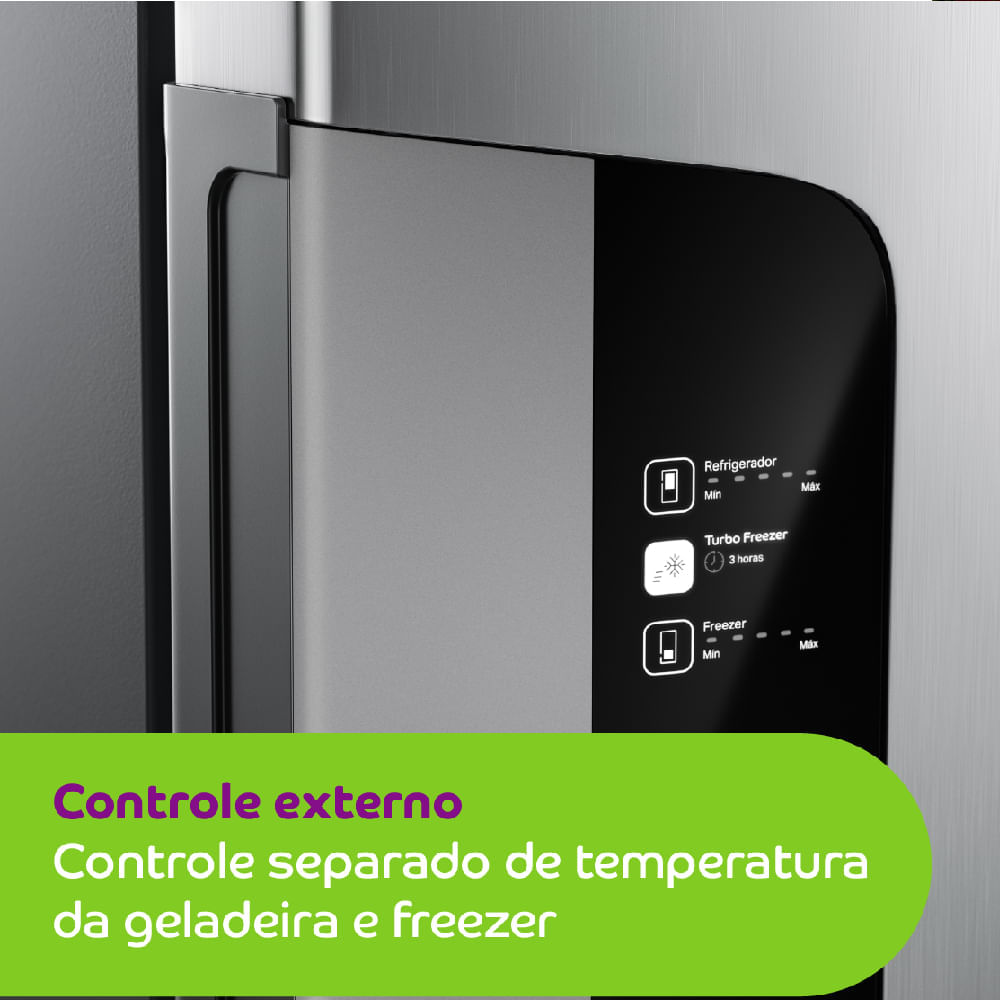 Geladeira Consul Frost Free Duplex 397 litros Evox com freezer embaixo - CRE44BK 110V