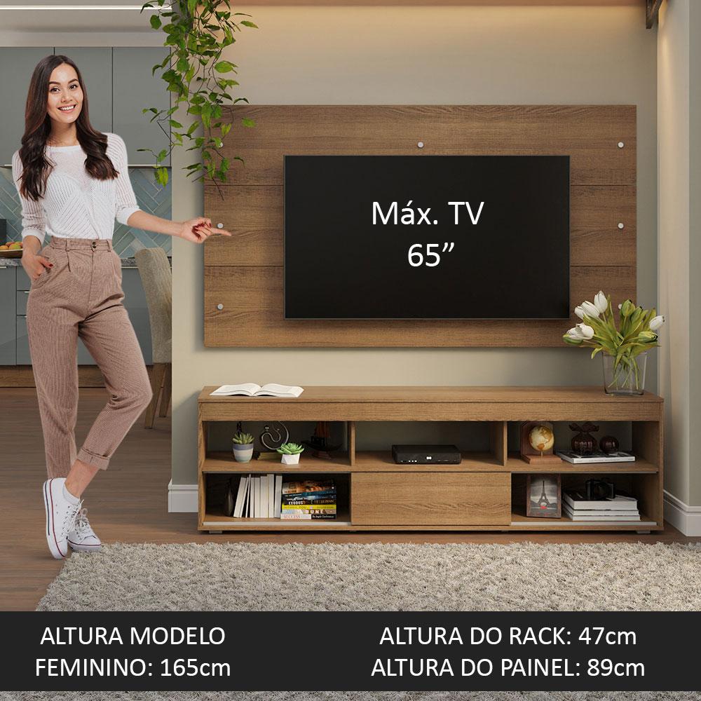 Rack com Painel para TV até 65 Polegadas Rustic Orlando Madesa Rustic