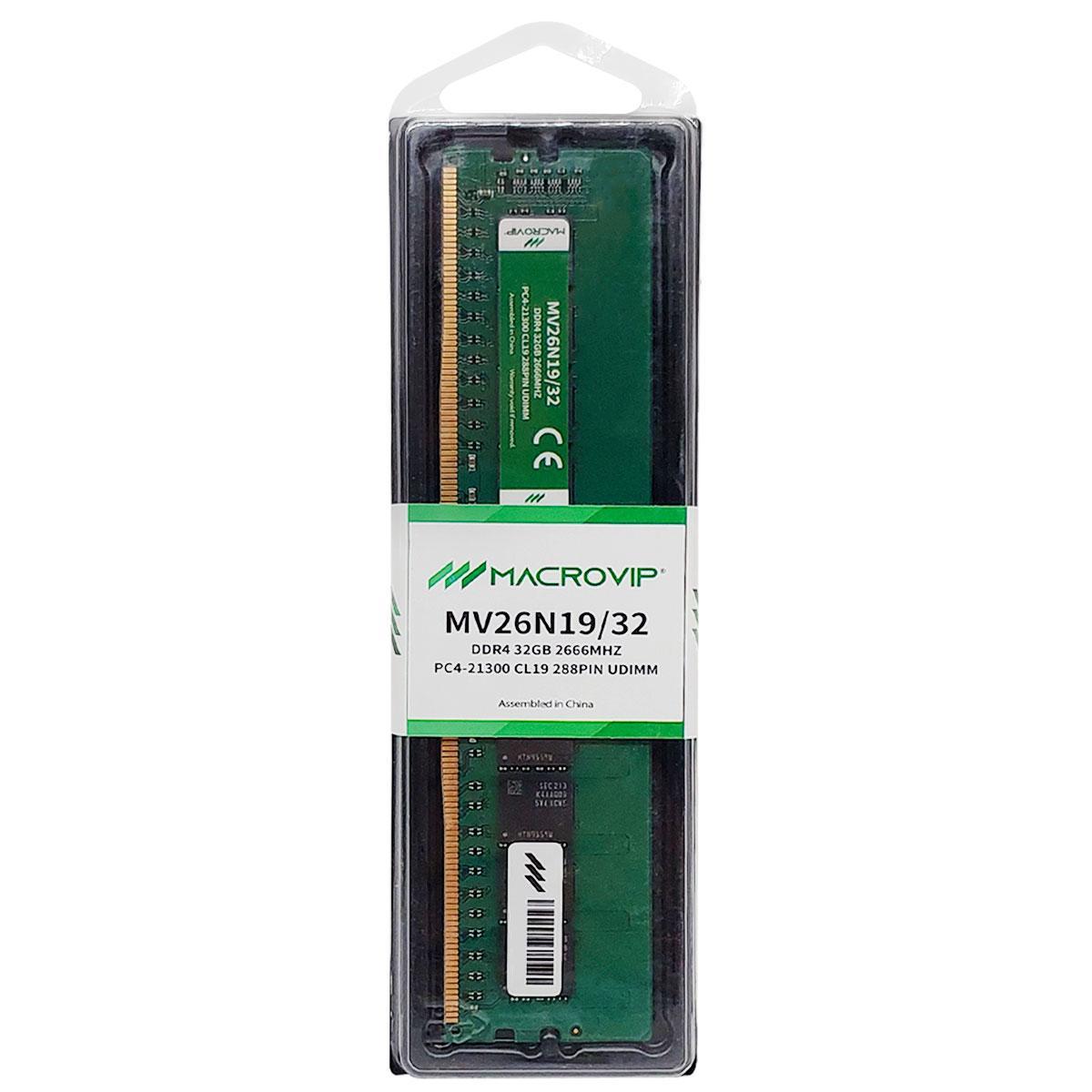 Miniatura Memória 32Gb Macrovip, Ddr4, 2666Mhz, Cl19 - Mv26N19/32